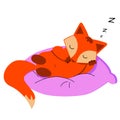 Red fox sleeping hand-drawn vector illustration